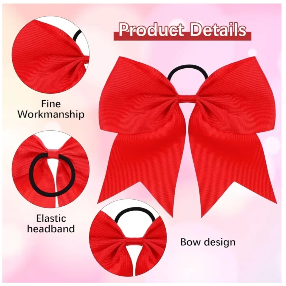 6 Pcs Red Cheer Bows
